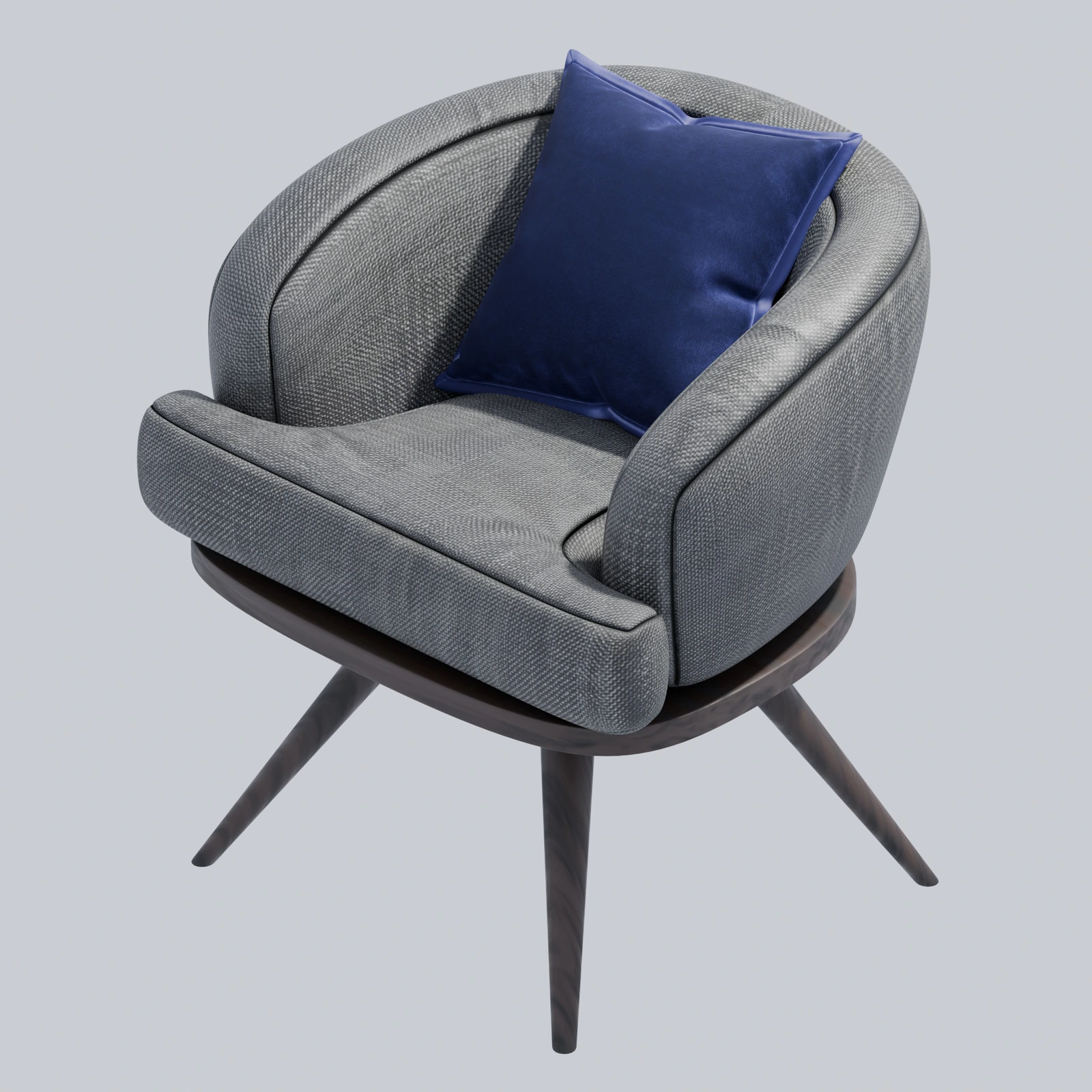 Charcoal tweed & blue velvet