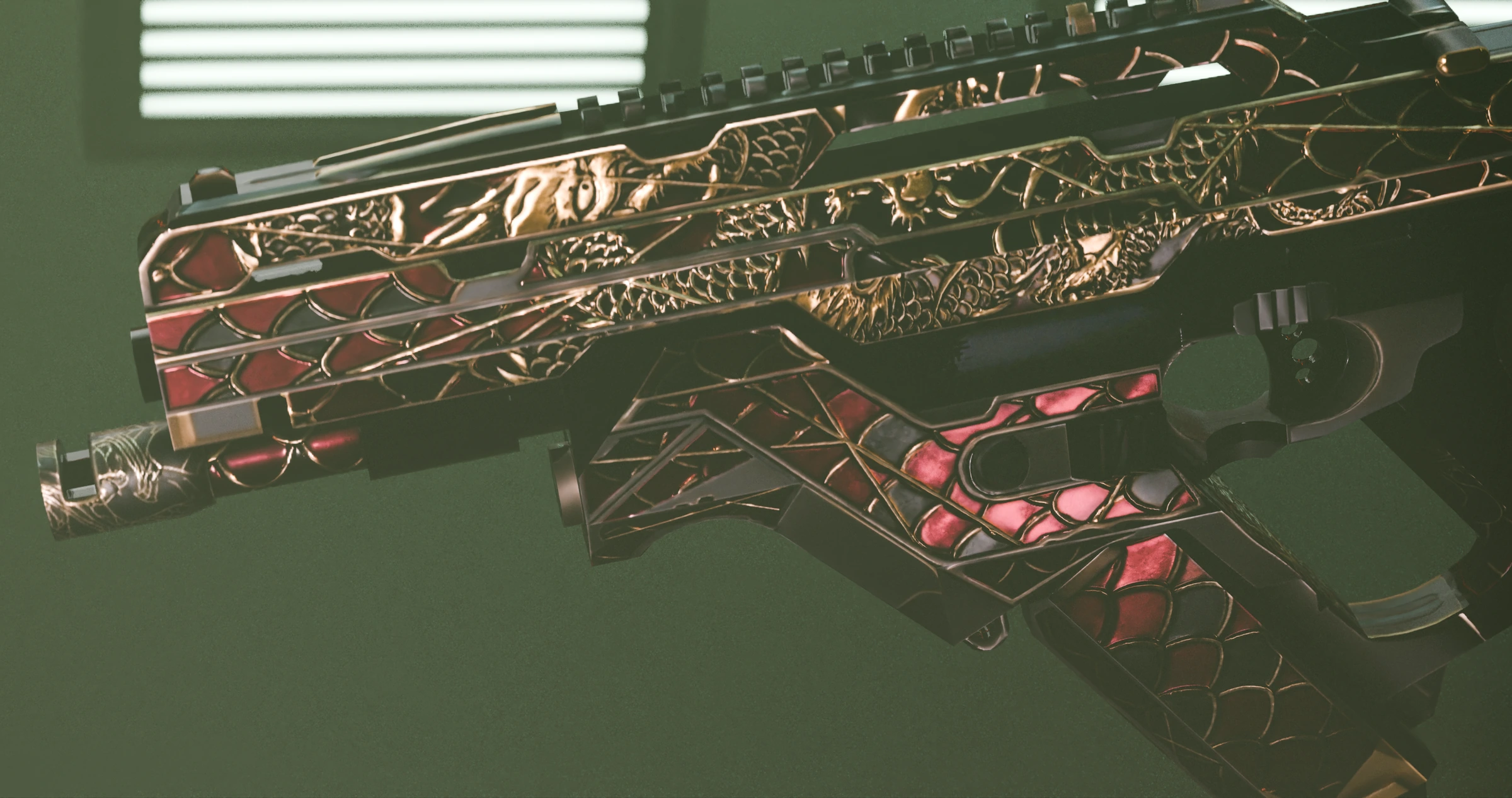 Ornate red filigree