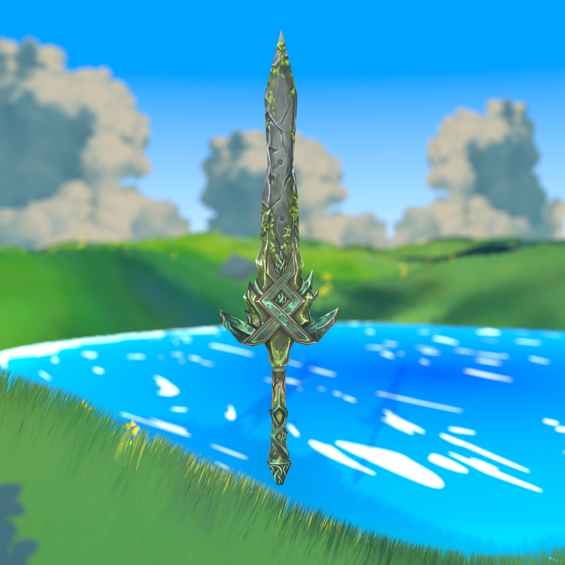 Gilded blade, in-scene